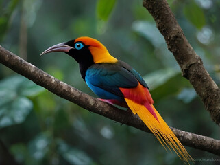 Obraz premium Wilson’s Bird-of-Paradise (Cicinnurus respublica) – A striking bird with vivid colors, found in Indonesia.