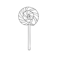 Vector hand drawn sketch doodle outline lollipop isolated on white background
