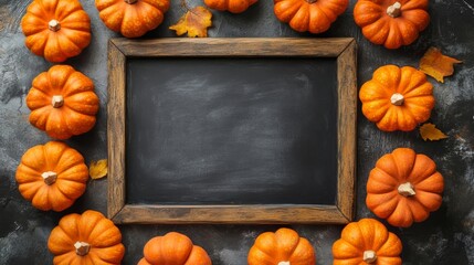 Autumn Pumpkin and Blackboard