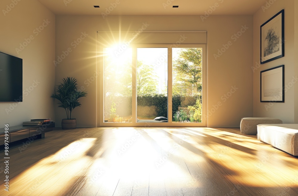 Canvas Prints Sunlight streaming through a window in a living room