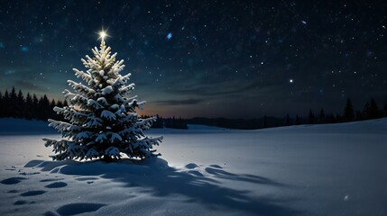 christmas tree with snow