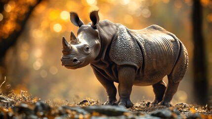 Fototapeta premium A Majestic Indian Rhinoceros