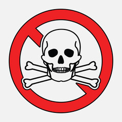 Warning Sign with Skull and Crossbones Symbol