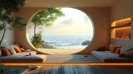 Fototapeta premium Ocean View Living Room