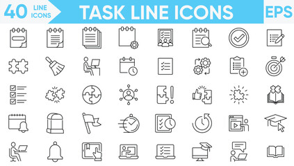 Task Line icons.Vector and  illustration set