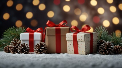 christmas tree with gift boxes