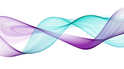 Abstract wave design with flowing lines in purple and teal colors.