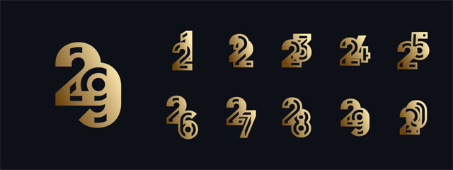 Logo 21th-29th, 21-29 years happy anniversary, Creative design for celebration, birthday, greeting. Editable file