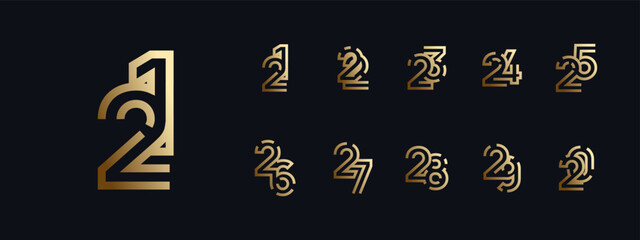 Logo 21th-29th, 21-29 years happy anniversary, Creative design template for celebration, birthday, greeting and invitation. Editable file