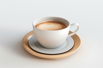 Cup of coffee on a white background.
