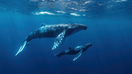 Humpback Whales in the Ocean