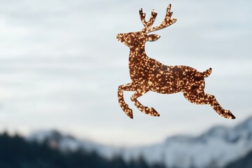 sparkling deer silhouette against winter landscape