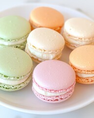 Colorful macarons on a plate