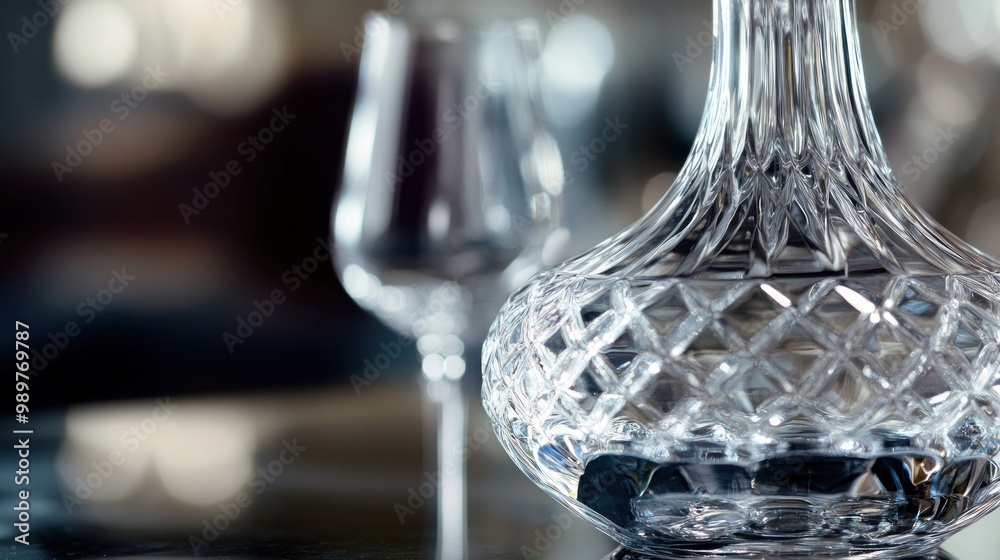 Canvas Prints Crystal Decanter and Glass on Table