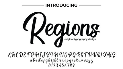 Regions Font Stylish brush painted an uppercase vector letters, alphabet, typeface