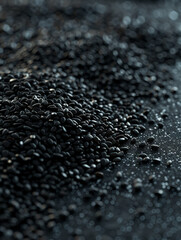  Black Sesame Seeds on Dark Surface