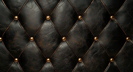 Luxurious black leather tufted background