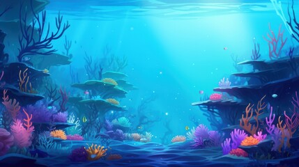 Obraz premium Underwater Scene with Coral Reefs and Fish