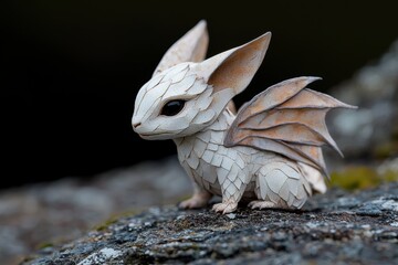 Obraz premium Detailed dragon figurine on rocky surface