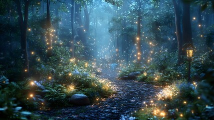 10. An enchanting fairy forest with soft glows and magical elements