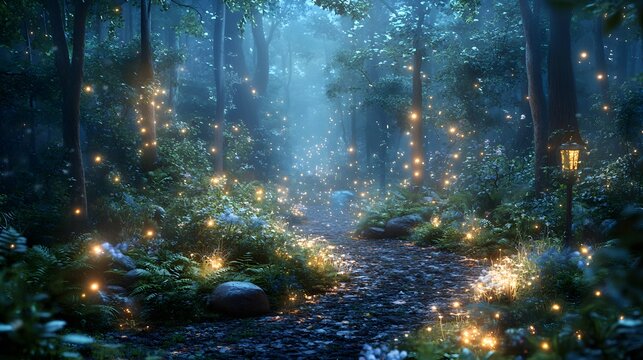 10. An enchanting fairy forest with soft glows and magical elements