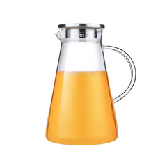 Realistic yellow juice jug isolated on white background. 3d juice jug. Orange juice jug