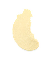 Sample of delicious hummus isolated on white, top view