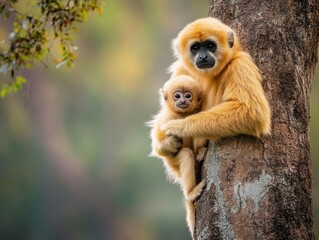 Obraz premium Golden Monkey Mother and Baby