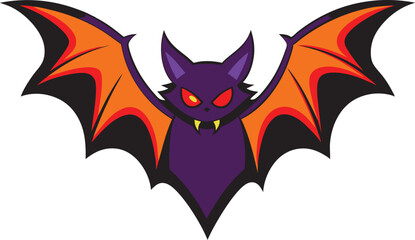 Spooky Bat spreading its wings winged black bat scary eyes