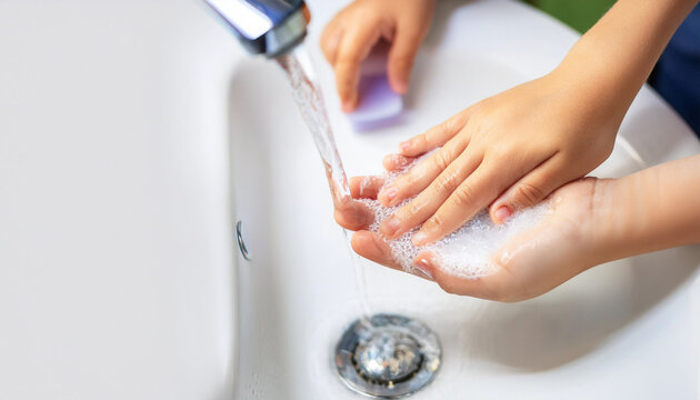 Wash hands.Hygiene concept Wash your hands with soap in the sink.Cover for virus protection.
