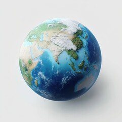 Earth Globe  D Render   Asia   India Focus   White Background