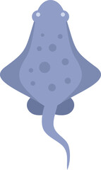 Simple cartoon illustration of a blue stingray swimming underwater