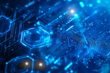 Obraz premium technology background.hexagon circuit boards