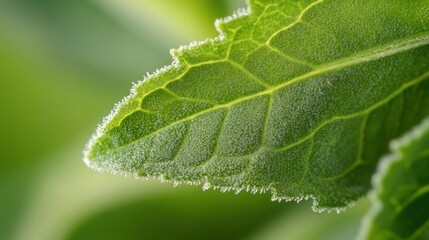 Close-up of a Green Leaf with Delicate Texture
