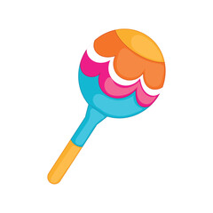 Colorful maraca with orange and blue floral patterns, Vector