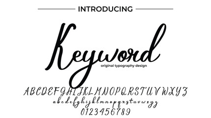Keyword Font Stylish brush painted an uppercase vector letters, alphabet, typeface