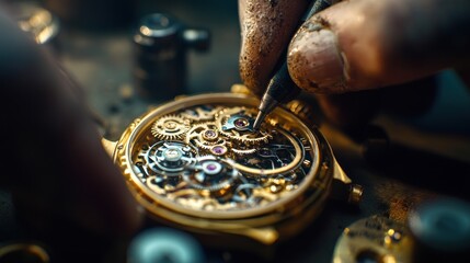 Watchmaker Repairing a Complex Mechanical Watch