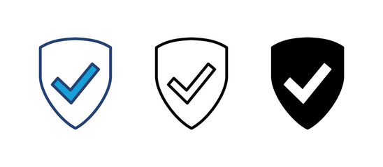 Shield check mark  icon vector. Protection approve sign. Safe icon vector