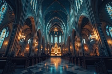 Naklejka premium The Grand Interior of a Cathedral
