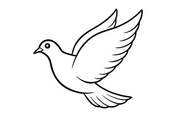 flying dove of peace line art vector illustration isolated on white background