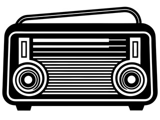 Black and white radio element silhouette  icon illutration