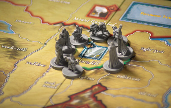 The Fellowship of the Ring is formed in Rivendell, map representation of Tolkien's Lord of the Rings story