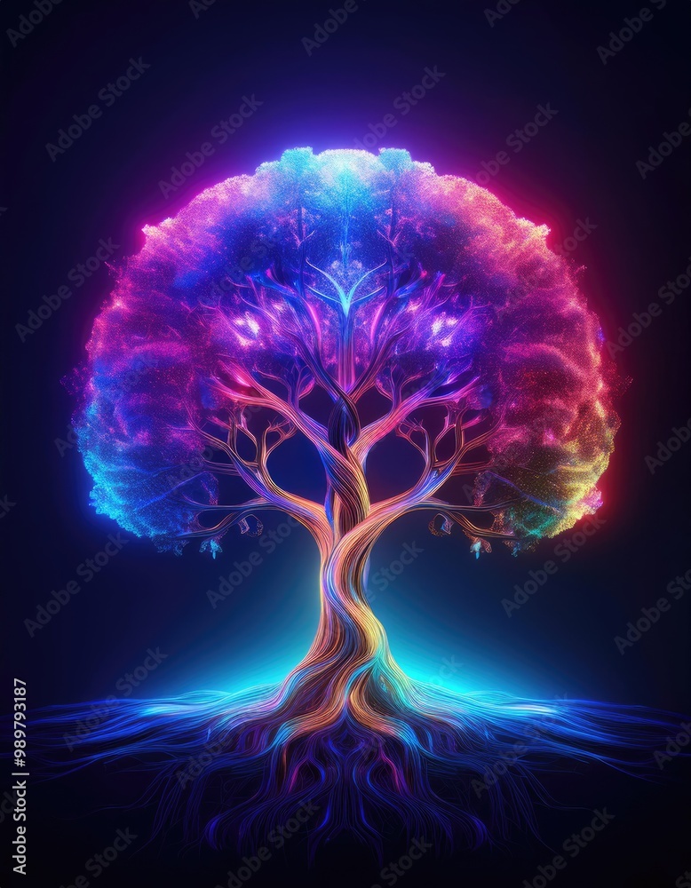 Canvas Prints glowing tree with vibrant colors