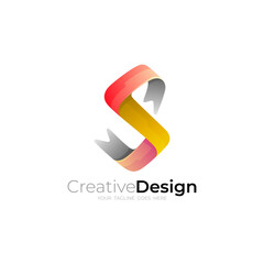 Letter S logo with simple design, ribbon logos, business icon