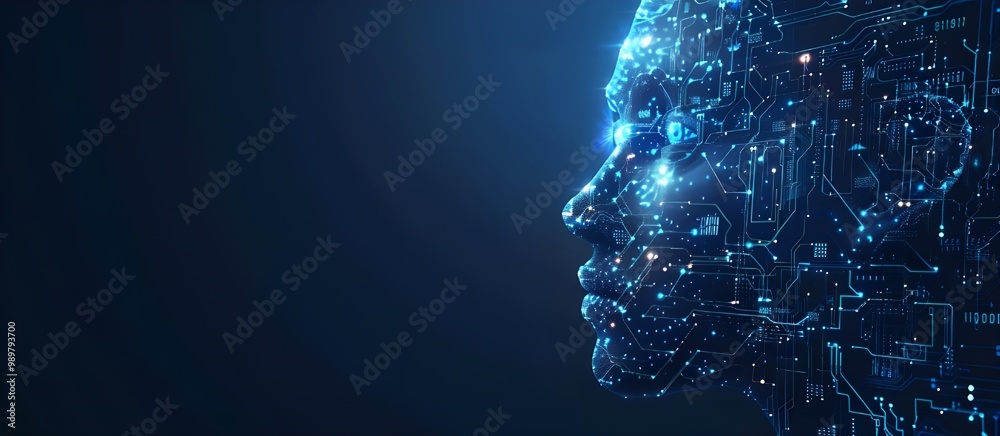 Poster artificial intelligence (ai), machine learning and modern computer technologies concepts. abstract v