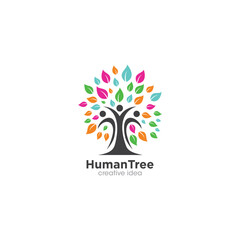 Obraz premium Creative Human Tree Logo Design Template