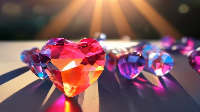 Crystal colorful hearts
