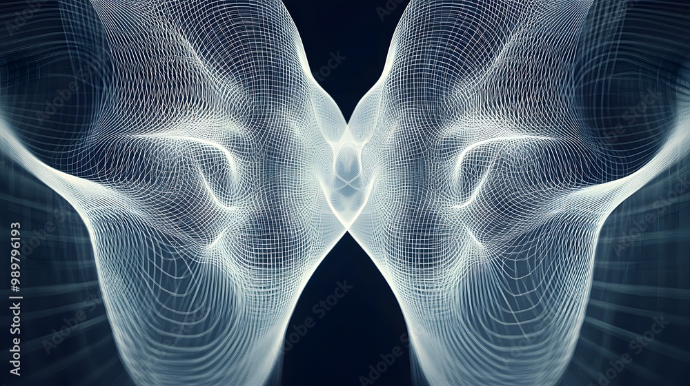 Poster abstract digital grid pattern with a distorted shape
