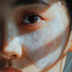 close up face of a woman with healthy skin