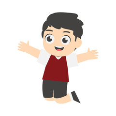 Jumping Kindergarten Kid